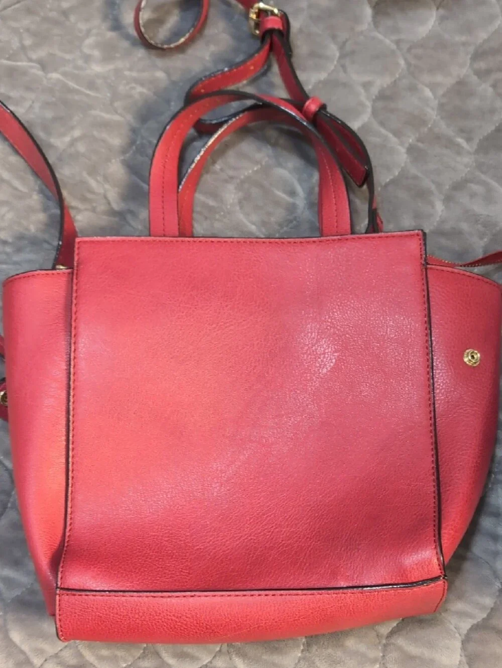 Gianni Bini Red Structured Leatherette Tote